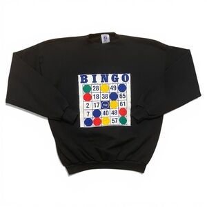 VINTAGE BINGO GAME CREWNECK SWEATER LOGO 7 SIZE XL MADE IN USA BLACK